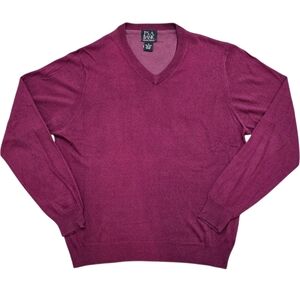 Jos A Bank Maroon Sweater V-Neck | Men's Size Small | Silk Pullover Classic